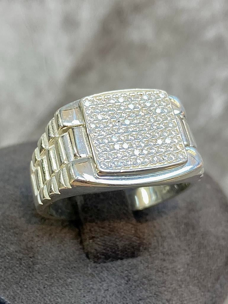 925 Zilveren Ring met Zirkonia, 19 tot 20, Heer, Nieuw, Ophalen of Verzenden
