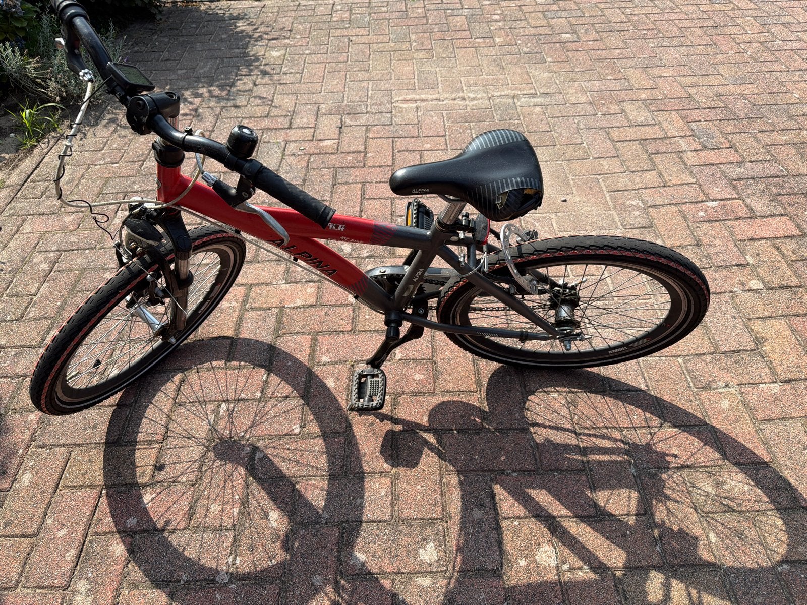 Alpina kinderfiets 20 inch - rood/grijs, Ophalen, Gebruikt, Velgrem, 20 inch of meer