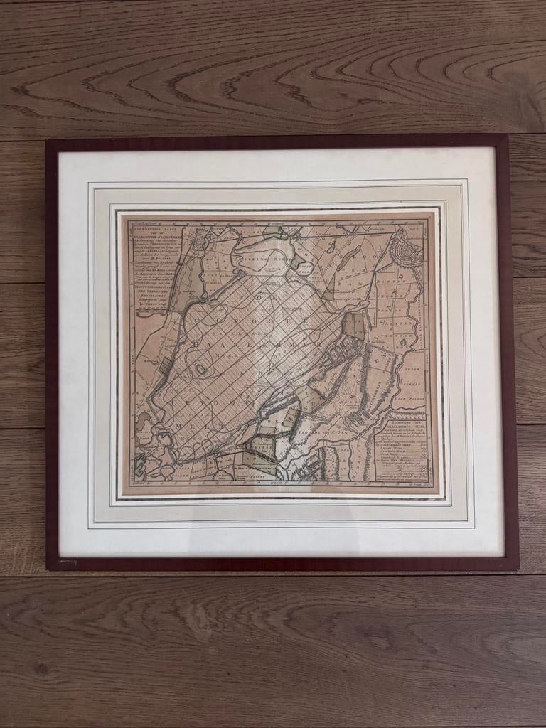 Oude gravure van de Haarlemmermeer, (Isaac Tirion) 1744, Antiek en Kunst, Ophalen