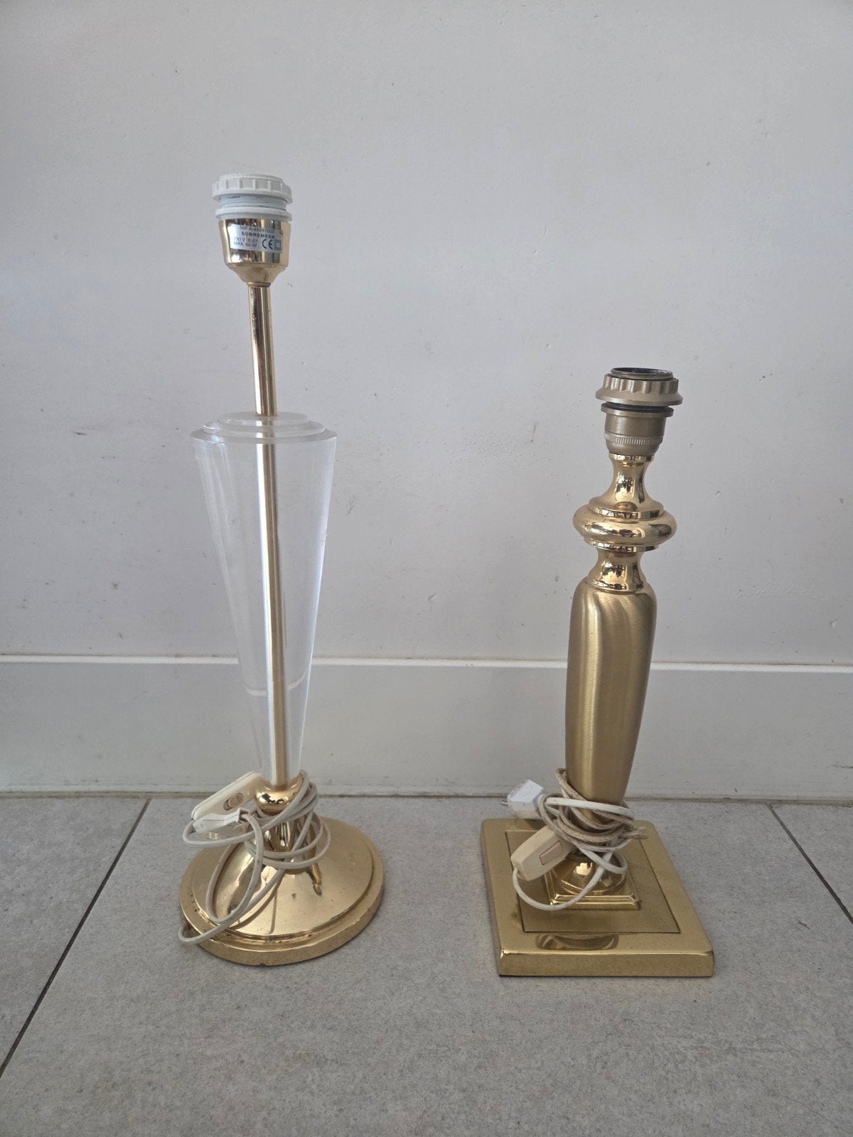 Set van 2 lampenvoeten met lampenkappen (Herda-stijl), Metaal, Overige merken, Gebruikt, Onbekend