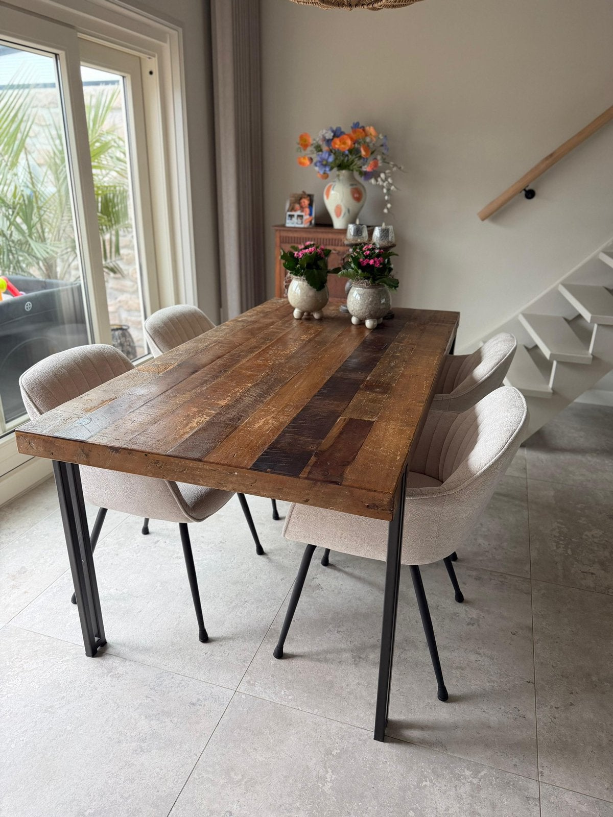 Eetkamer tafel landelijk, Huis en Inrichting, Ophalen, Gebruikt, 50 tot 100 cm, 150 tot 200 cm