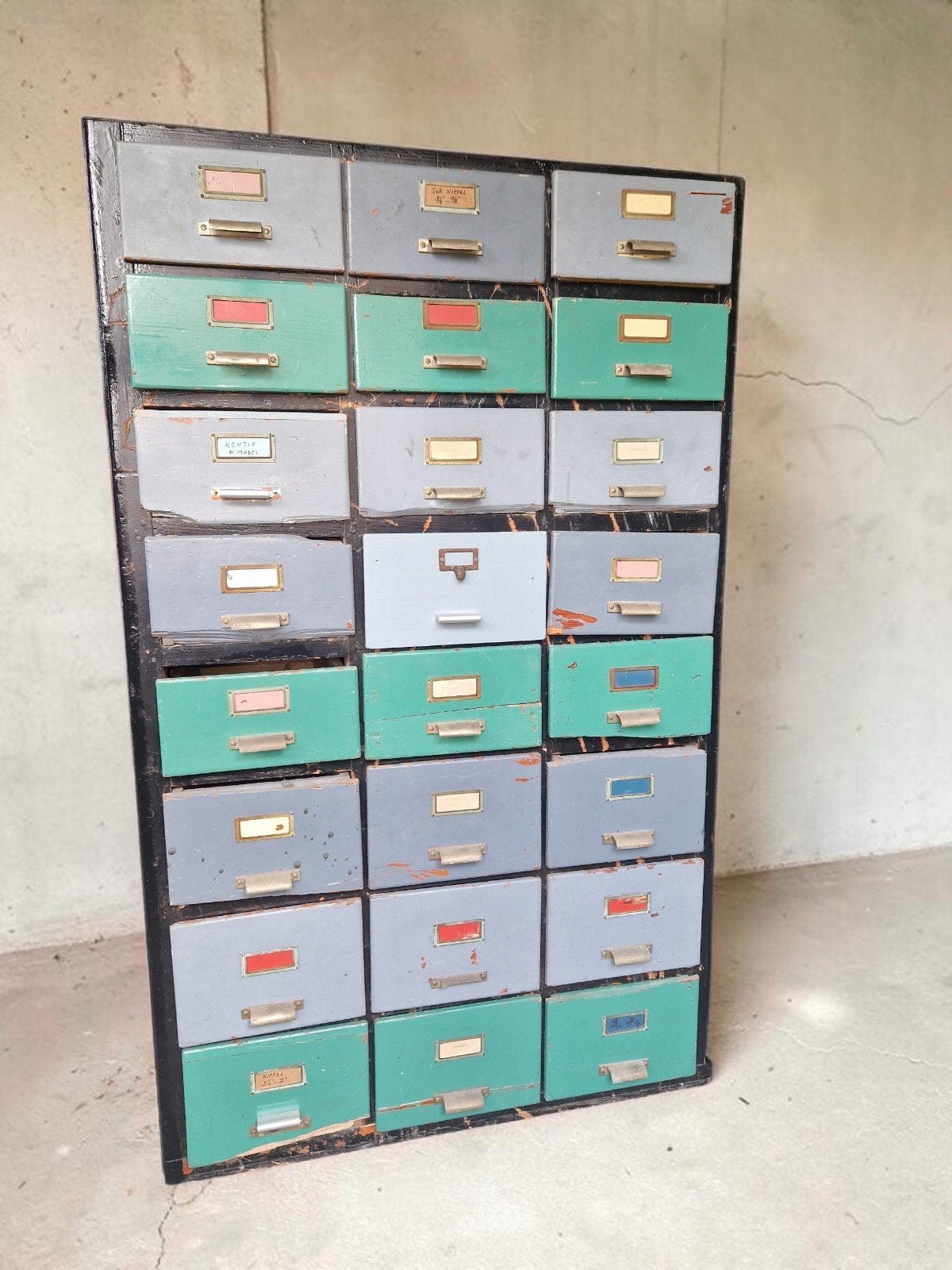 Prachtige apothekerskast archiefkast, Ophalen, 25 tot 50 cm, Eikenhout