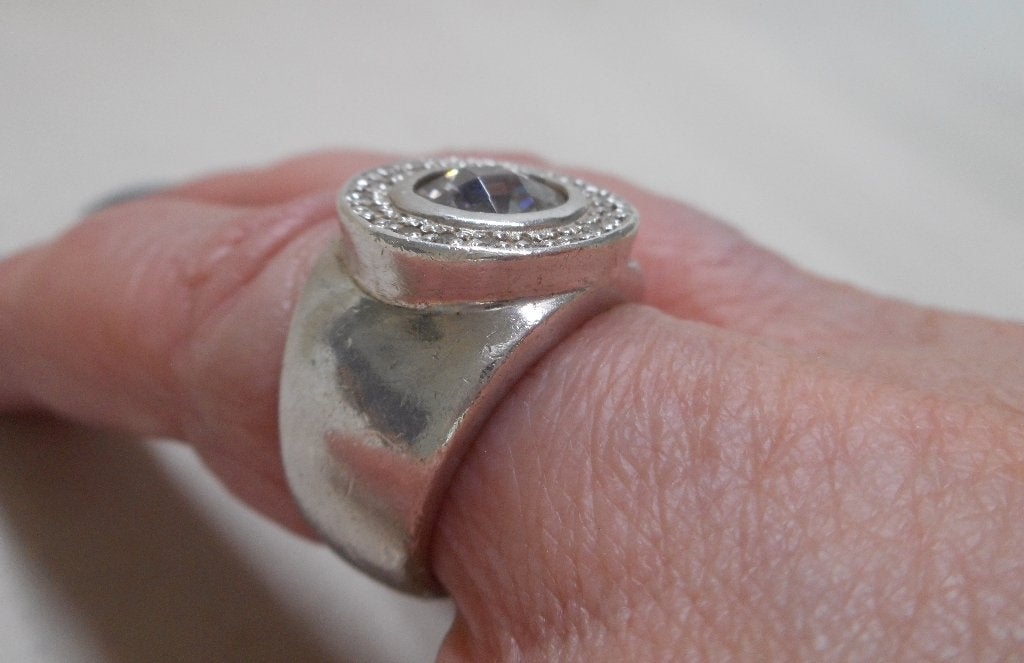 Zilveren Vendoux ring met stenen maat 16 nr.2053, Gebruikt, Verzenden, Kleiner dan 17, Dame