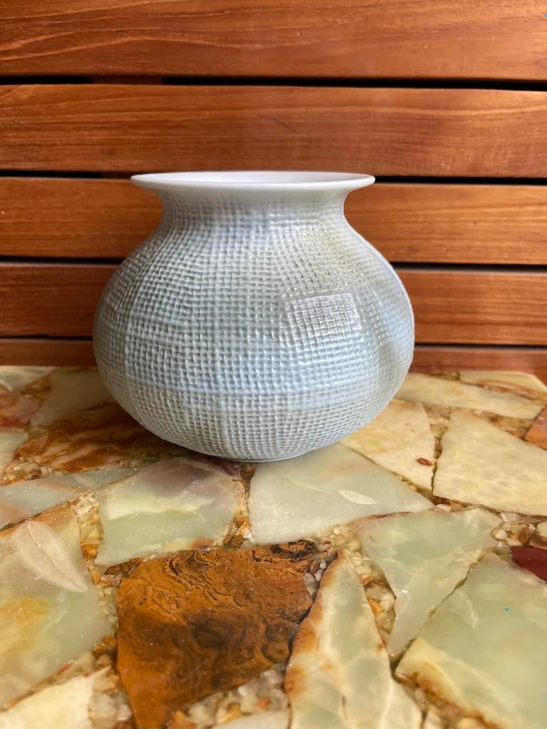 Vintage Friesland Melitta Germany vaas relief, Overige kleuren, Aardewerk of Porselein, Ophalen of Verzenden, Zo goed als nieuw