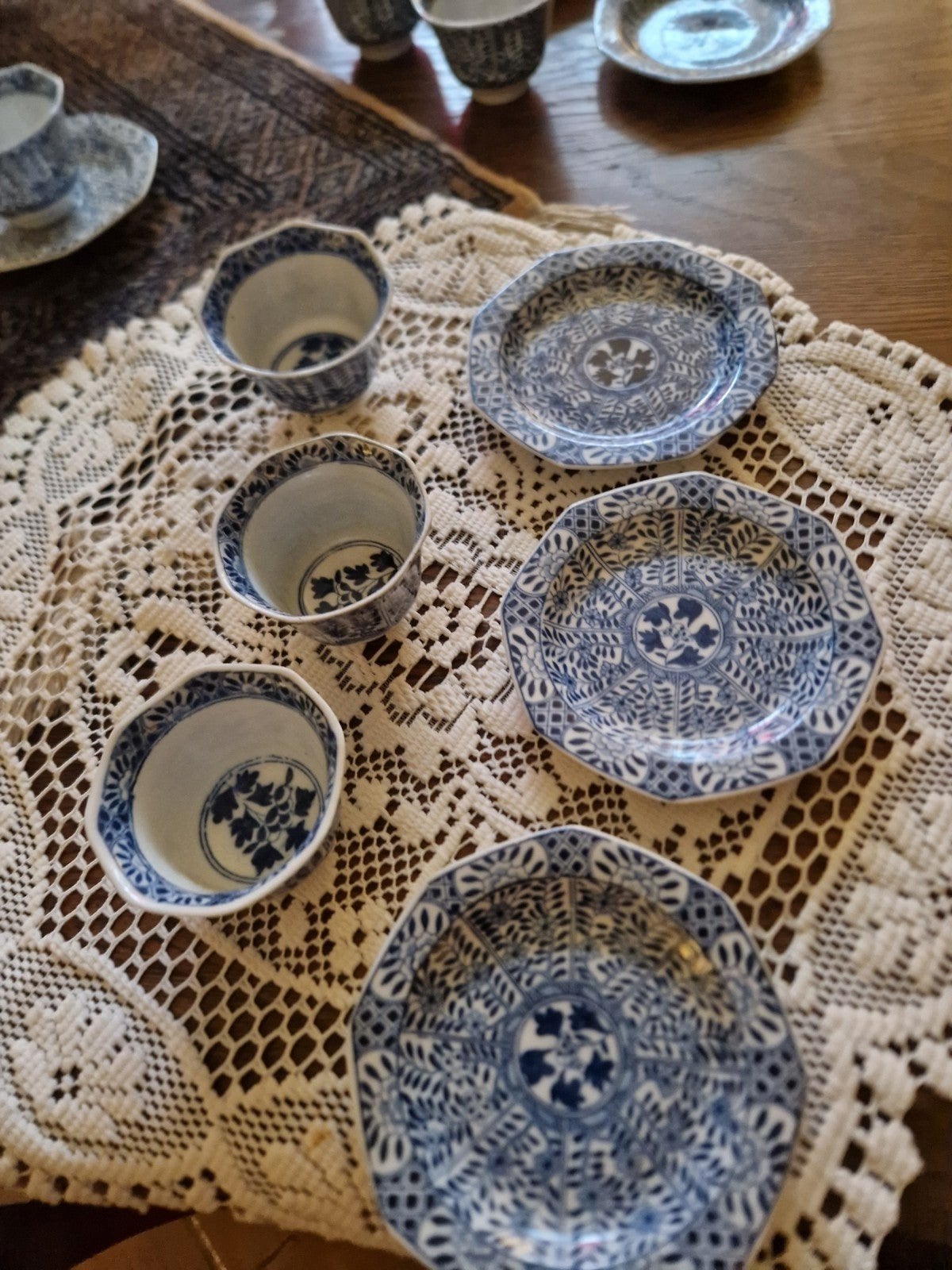 Antiek Japans Imari Porselein Servies - Blauw/Wit, Ophalen of Verzenden