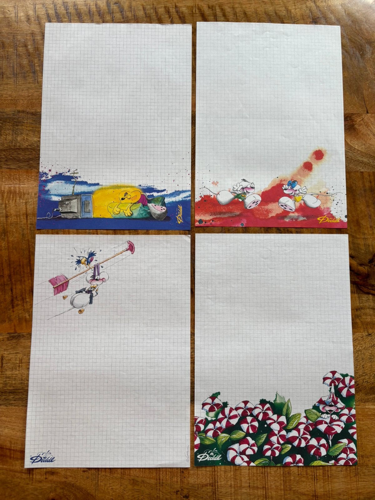 Diddl A4 blaadjes zeldzaam wit jaren 90, Verzamelen, Diddl, Verzenden, Diddl, Zo goed als nieuw, Papier, Kaart of Schrift