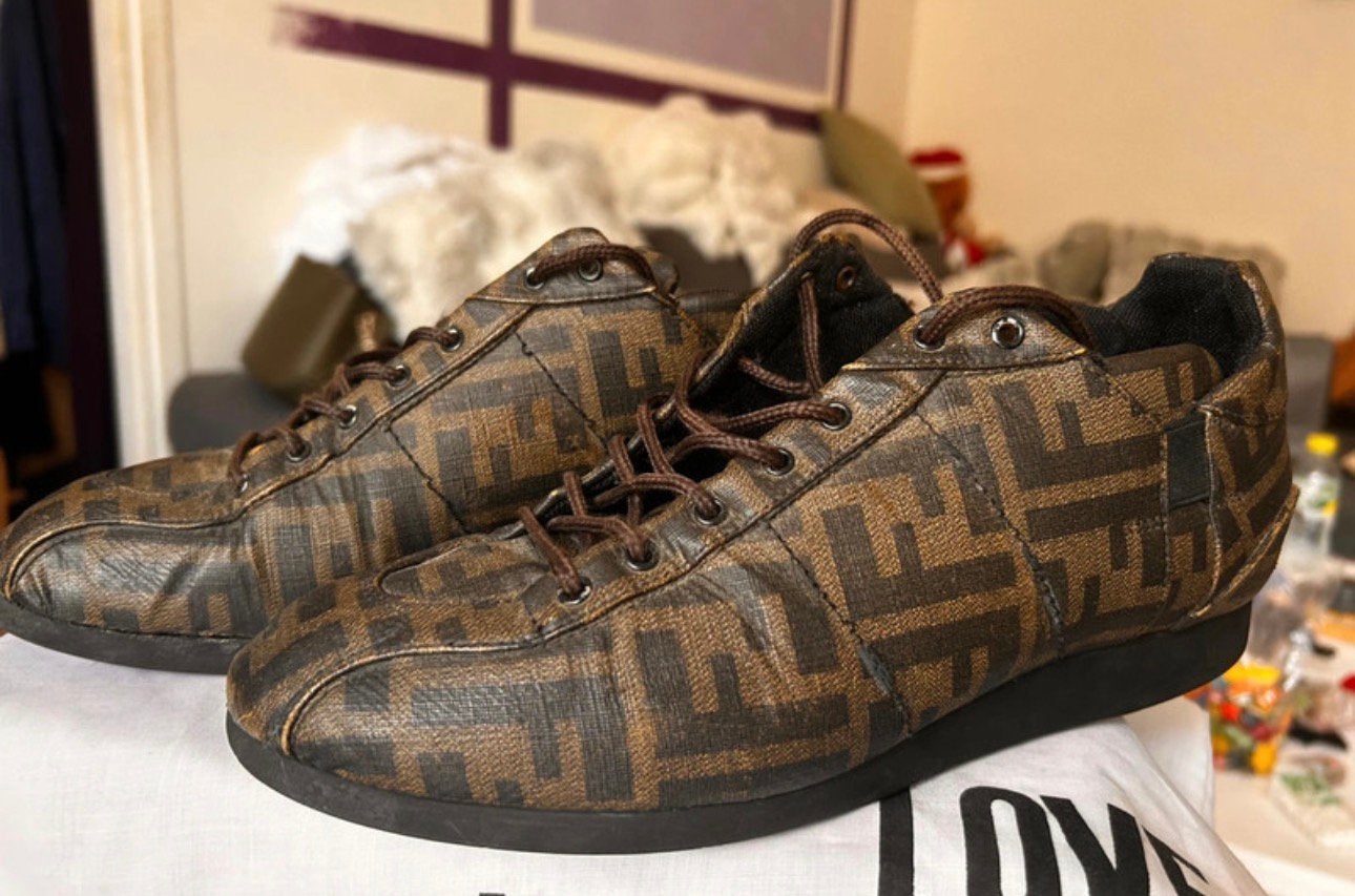 VINTAGE FENDI ZUCCA SNEAKERS | Iconisch FF | Maat 40, Ophalen, Bruin, Sneakers of Gympen, Zo goed als nieuw