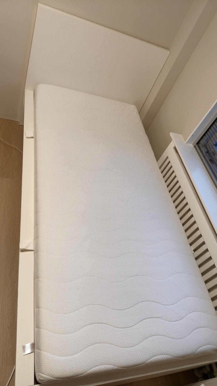 Eenpersoonsbed met matras Ikea Malm, Ophalen, 90 cm, Eenpersoons, Wit