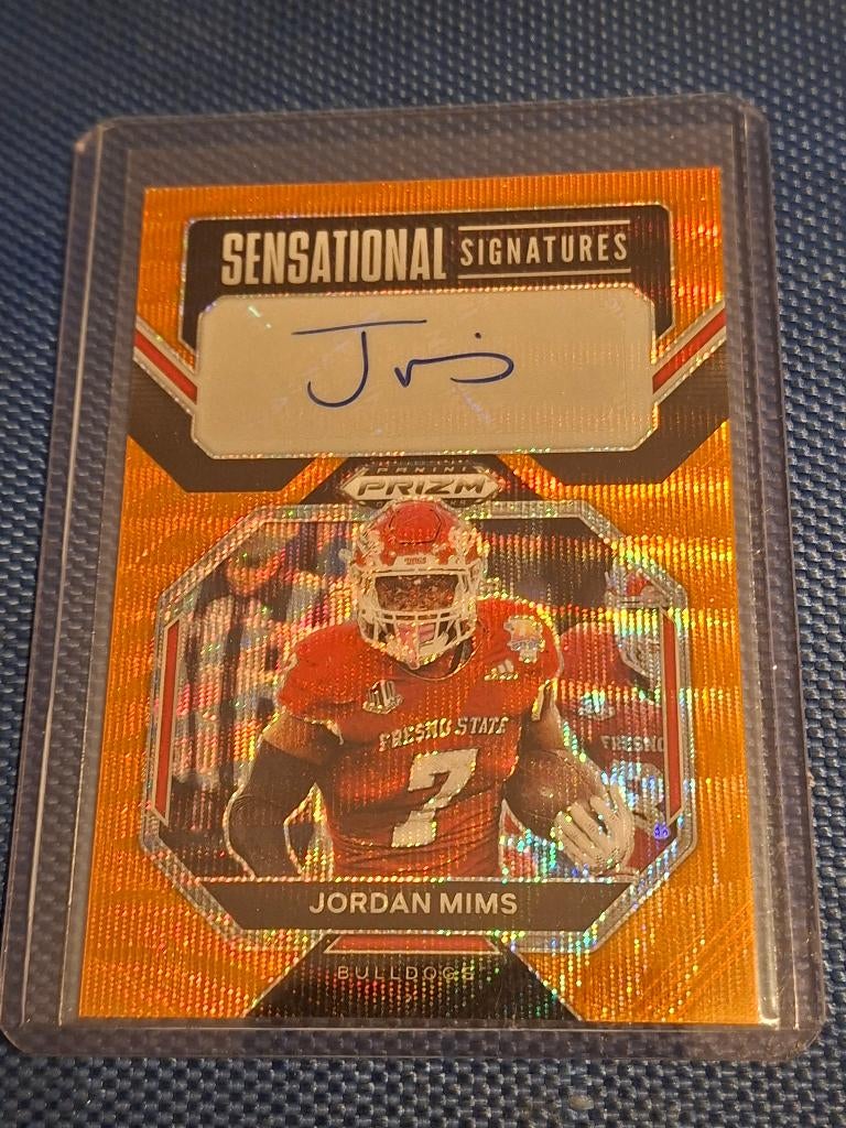 2023 Panini Prizm Draft Picks Jordan Mims Auto /75, Ophalen of Verzenden, Zo goed als nieuw, Plaatje