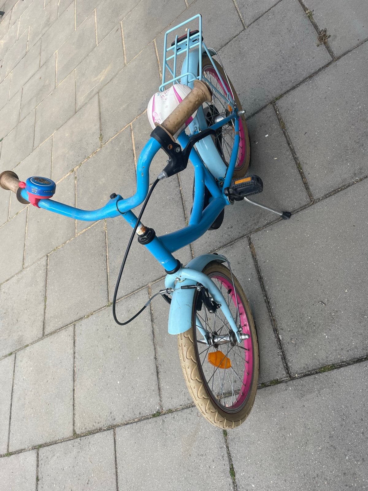Kinderfiets 18 inch - Blauw/Roze met Terugtraprem, Fietsen en Brommers, Ophalen of Verzenden, Gebruikt, Terugtraprem, 16 tot 20 inch