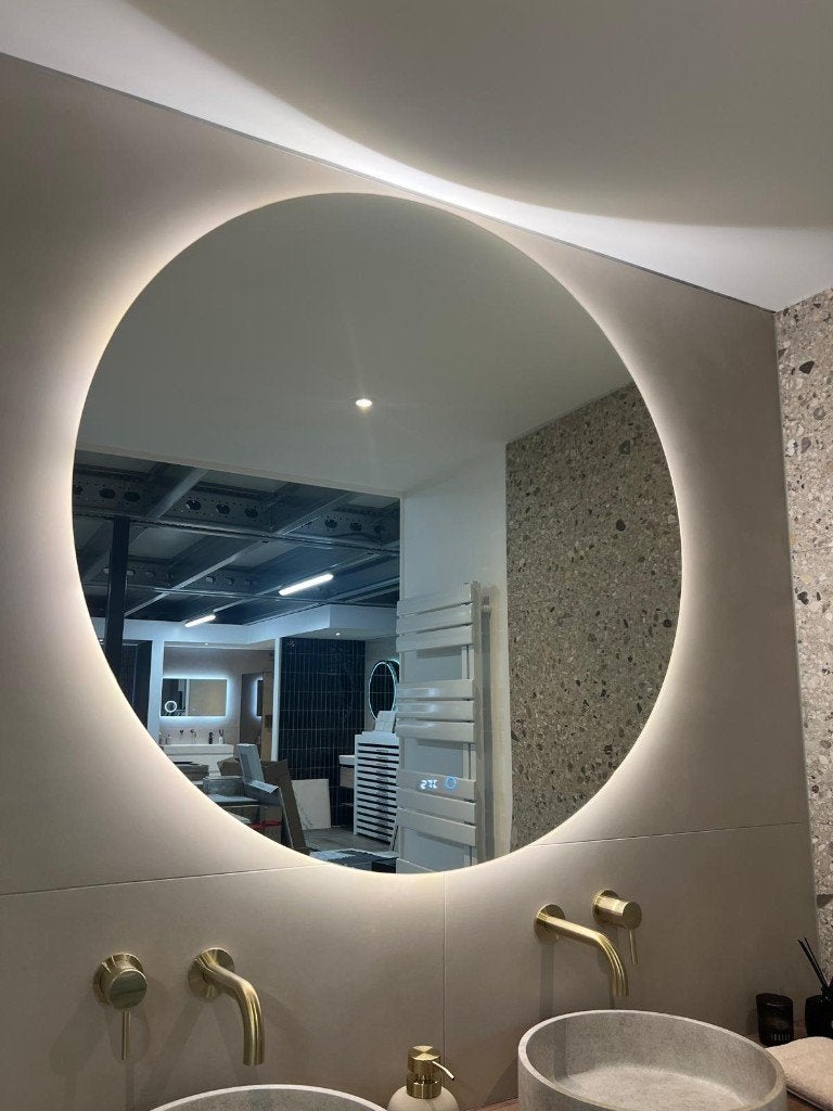 2e Kans – Ronde LED Badkamerspiegels Ø 100 cm, Huis en Inrichting, Ophalen, Rond, Zo goed als nieuw, 100 tot 125 cm