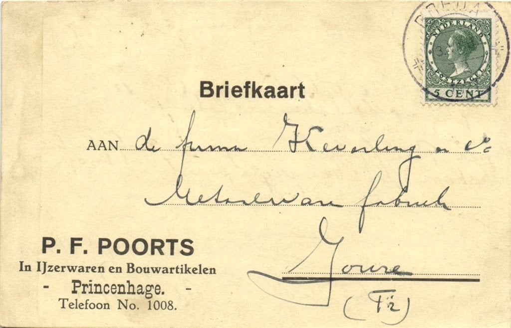 P.F. Poorts, Princenhage - 07.1927 - briefkaart, Ophalen of Verzenden, Briefkaart