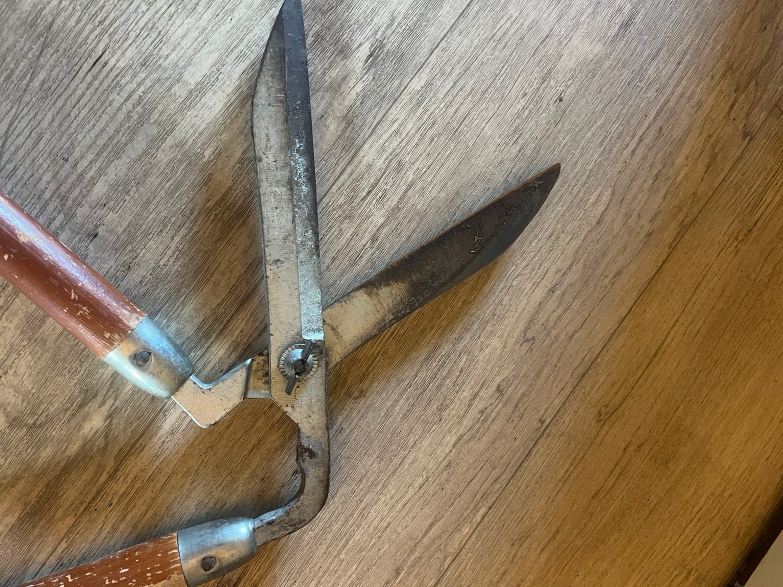Vintage Graskantschaar Hout / Metaal., Ophalen, Gebruikt