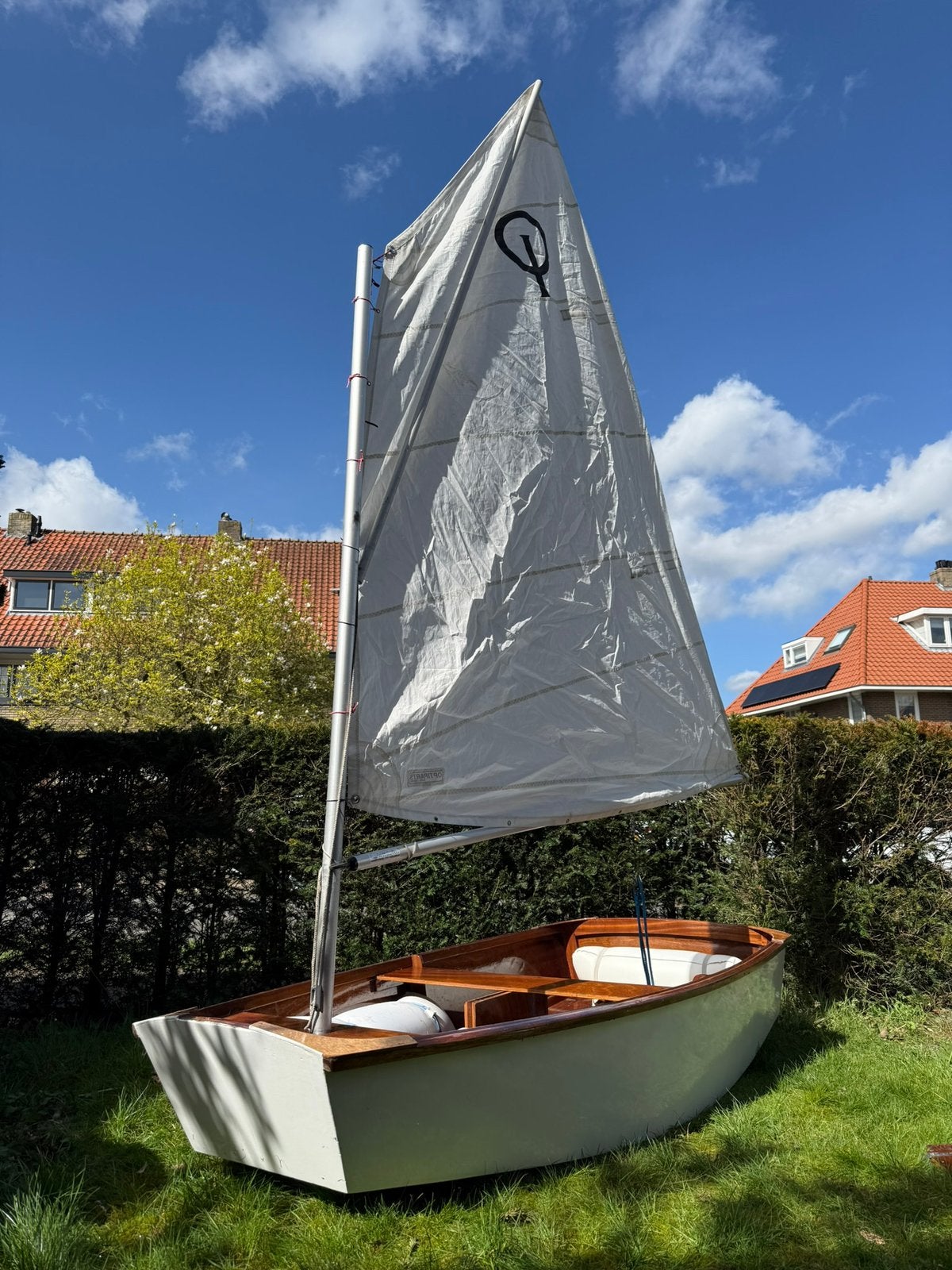 Prachtige houten optimist, Watersport en Boten, Optimist, Ophalen, Zo goed als nieuw