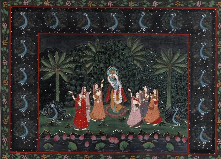 Indiaas Pichwai Schilderij - Met Taxatierapport (€1200), Ophalen of Verzenden