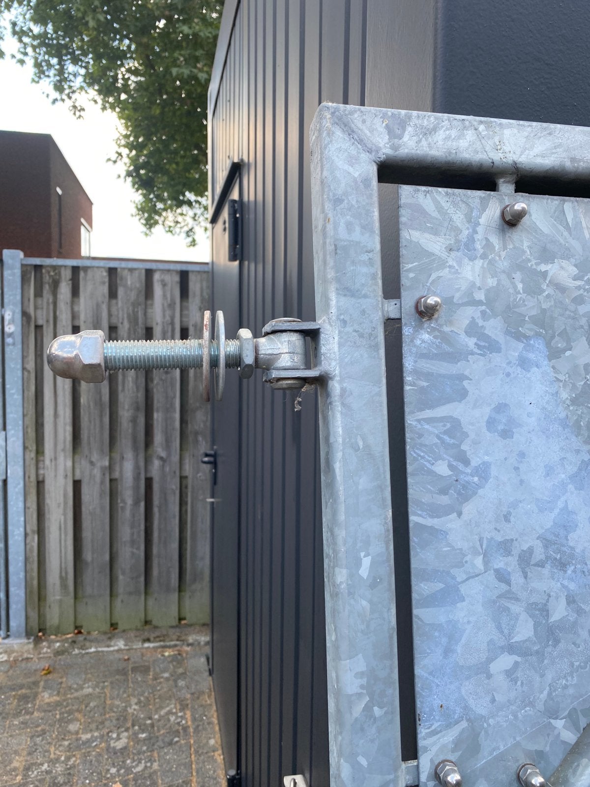 Gegalvaniseerde poort hoog 190 cm en breed 155 cm, Ophalen, Zo goed als nieuw