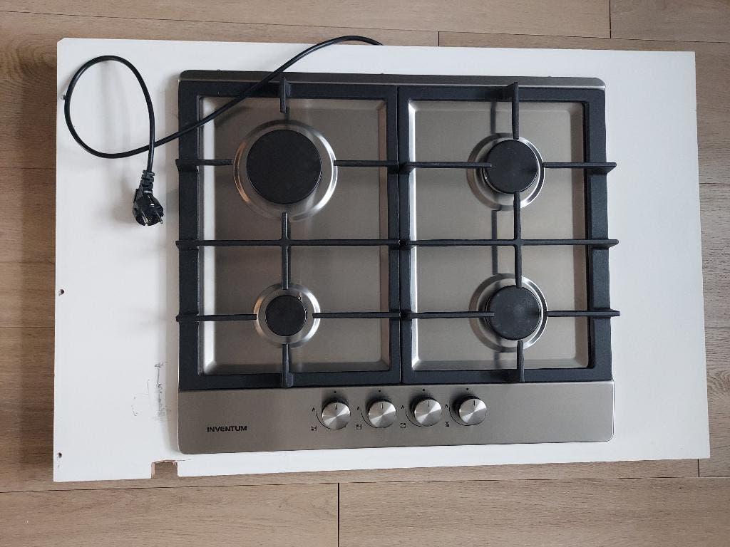 Inventum inbouw gaskookplaat met elektrische vonkontsteking, Overige typen, Ophalen of Verzenden, Zo goed als nieuw, Metaal