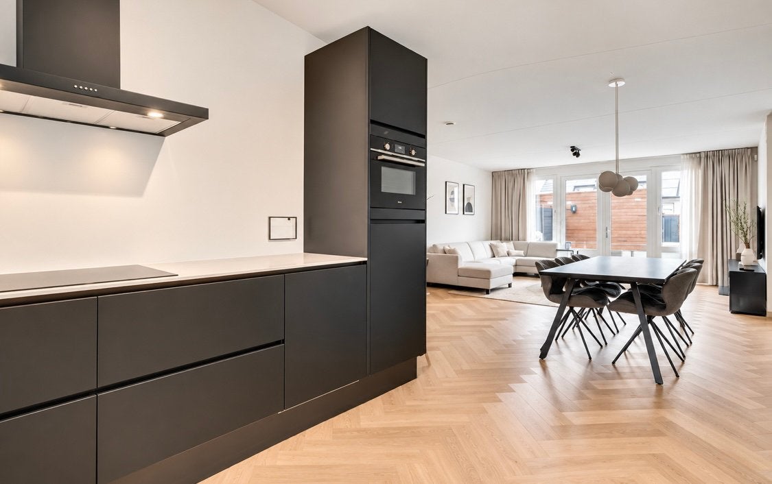 ✨LUXE ZWARTE GREEPLOOS KEUKEN+APPARATUUR✨, Huis en Inrichting, Ophalen, Zwart, Hoekkeuken, Zo goed als nieuw
