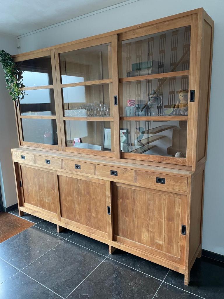 Grote Houten Teak Buffetkast - 240cm Breed, Huis en Inrichting, Kasten | Buffetkasten, Ophalen, Gebruikt, 200 cm of meer, Teakhout