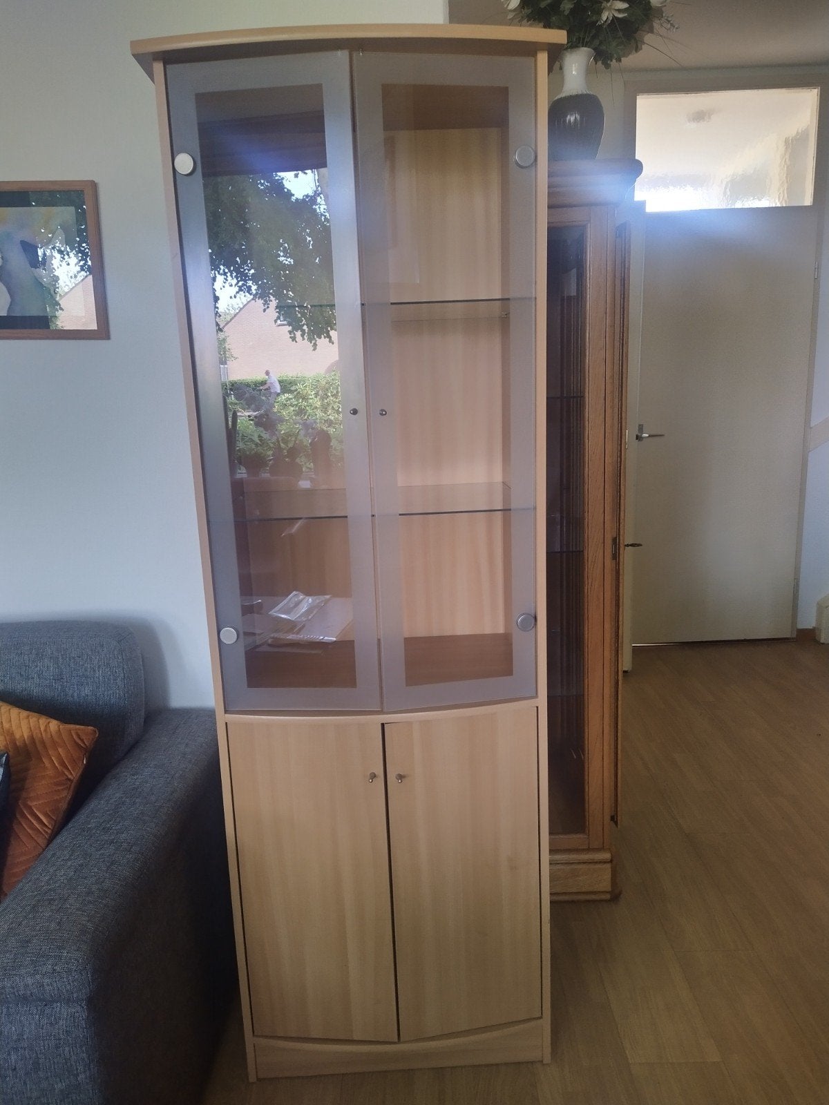 mooie vitrine kast, Ophalen, 50 tot 100 cm, Zo goed als nieuw, 150 tot 200 cm