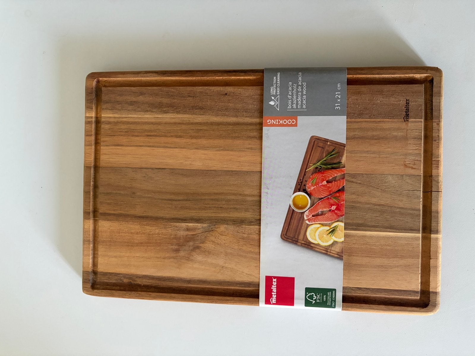 Nieuwe Metaltex Snij-/serveerplank van acaciahout, Hout, Snij-/serveerplank, Nieuw, Ophalen of Verzenden
