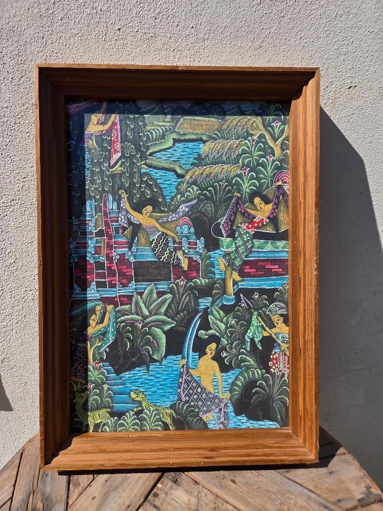 Twee traditionele Balinees schilderijen, Antiek en Kunst, Ophalen of Verzenden