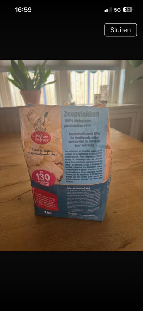 Zeepvlokken 100% biologisch plantaardig - 1 kg, Ophalen of Verzenden, Schoonmaakmiddel