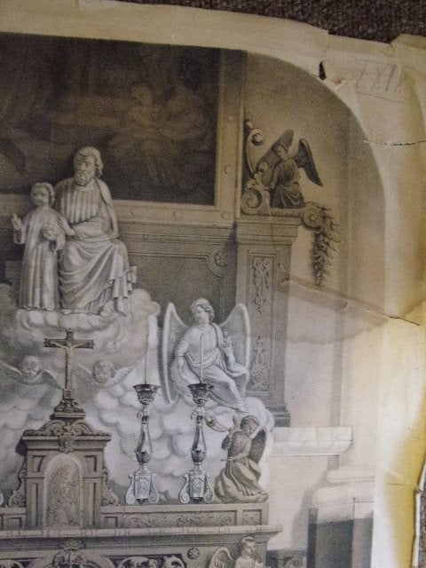 Schiedam. Altaar van den H. Jozef in de kerk v.d. H. Joannes, 1800 - 1899, Religie, Blanco verso, Lithografie