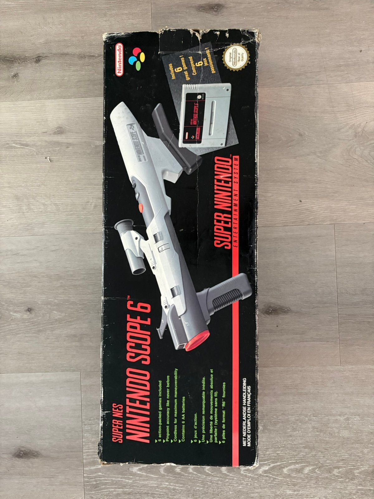 Nintendo Super Scope 6 SNES compleet in doos + game + boekje, Spelcomputers en Games, Gebruikt, Shooter, 1 speler, Ophalen of Verzenden