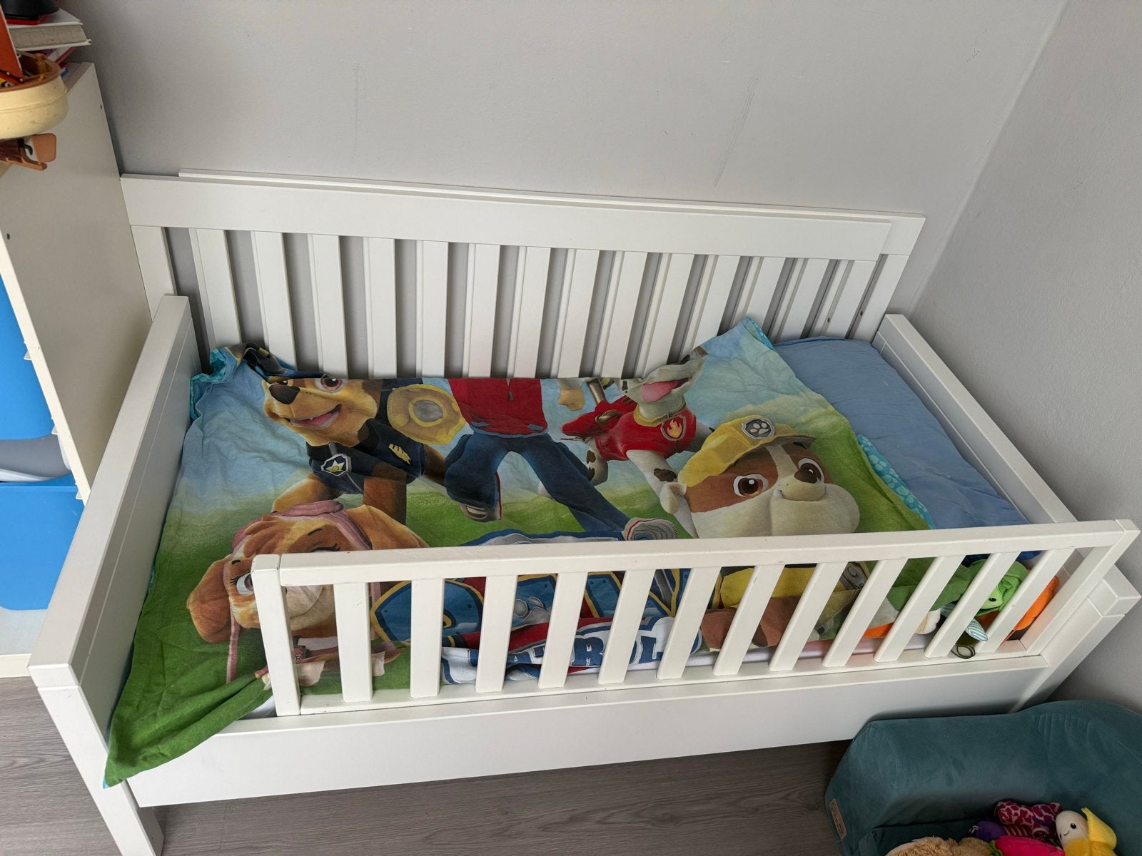 Complete Babykamer: Ledikant, Commode en Plank, Kinderen en Baby's, Kinderkamer | Bedden, Ophalen, Gebruikt, 70 tot 85 cm, 140 tot 160 cm