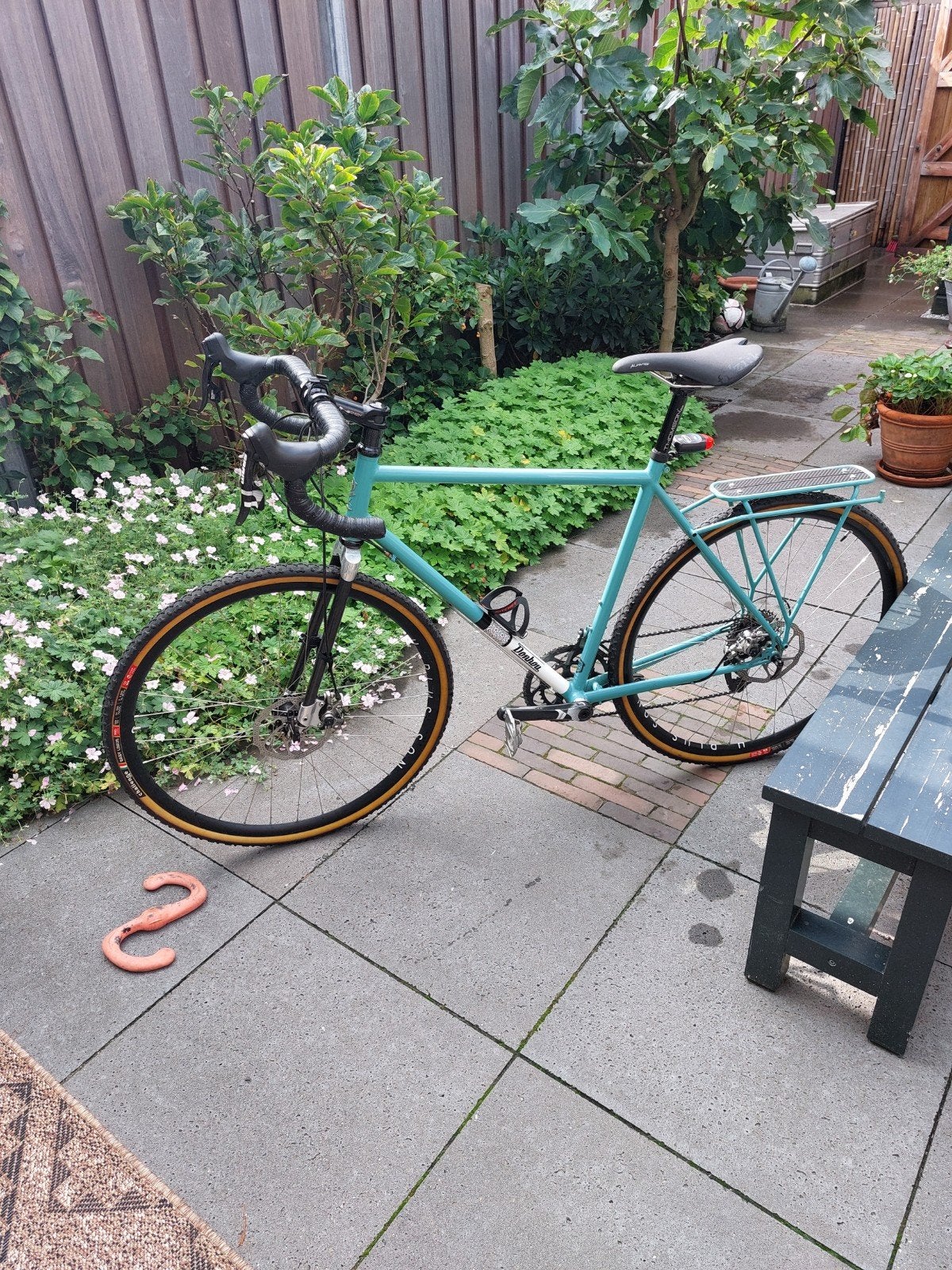 Donhou Gravelbike - Lichtblauw/groen met Schijfremmen, 28 inch, Gebruikt, Meer dan 20 versnellingen, Schijfrem
