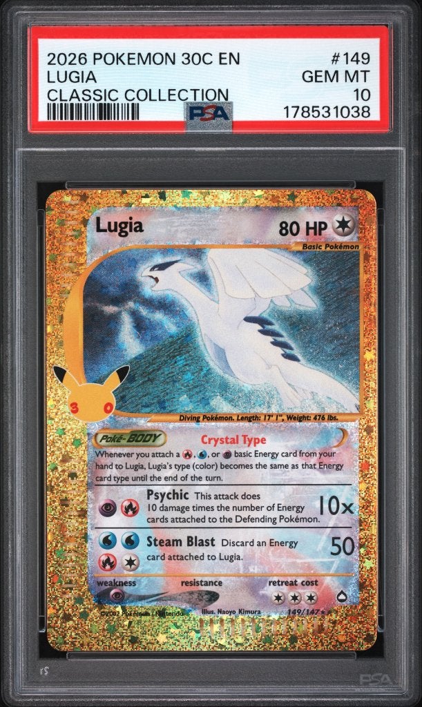 Pokémon Lugia #149 PSA 10 Gem Mint - 30th Celebration, Hobby en Vrije tijd, Verzenden, Nieuw, Losse kaart, Foil