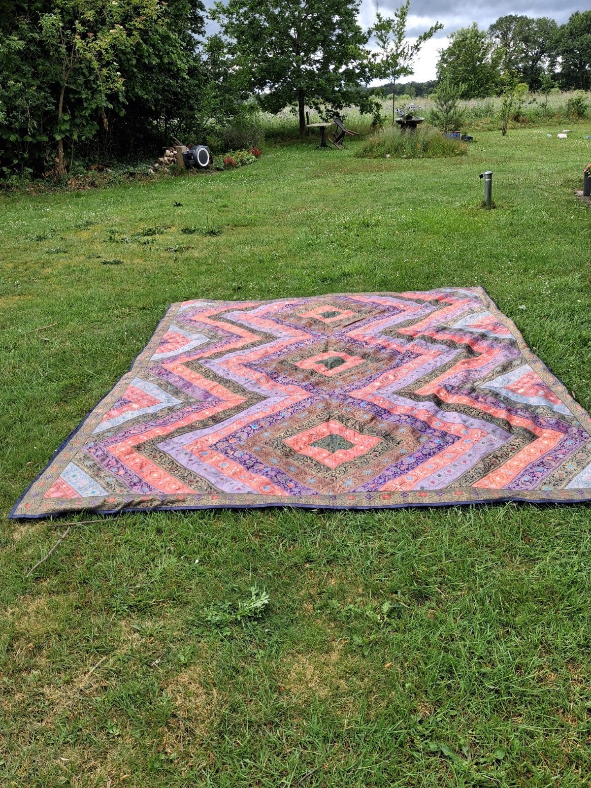 Handgemaakt Patchwork sprei uit India - 2.20 x 2.65m, Ophalen of Verzenden