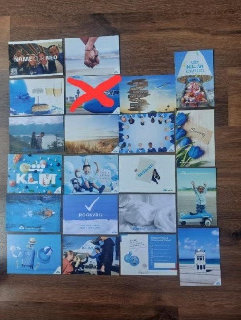 KLM ansichtkaarten per stuk 2,50, Verzamelen, Ophalen of Verzenden, Zo goed als nieuw, Kaart, Foto of Prent