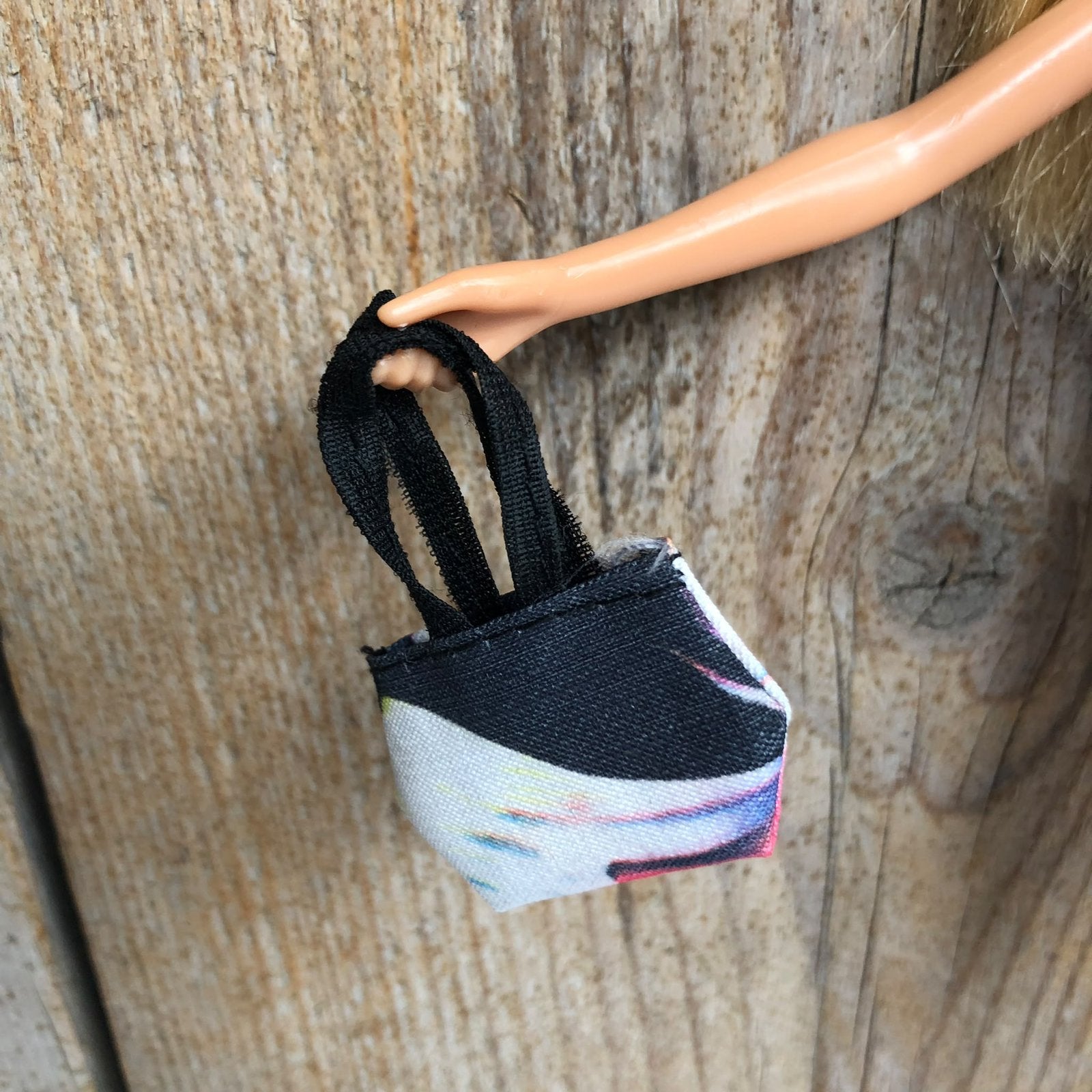Zwart wit tas met print voor Barbie, Ophalen of Verzenden, Zo goed als nieuw, Accessoires