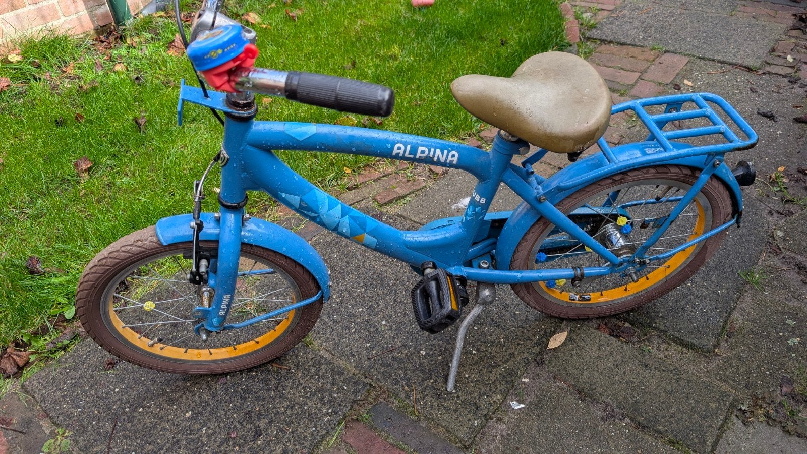 Alpina kinderfiets 16 inch - Blauw, Fietsen en Brommers, Terugtraprem, Alpina, Ophalen of Verzenden, 16 tot 20 inch
