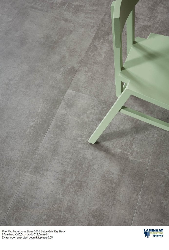 30m2 Plak Pvc Grote Tegel Jona Stone Beton grijs Dry-Back