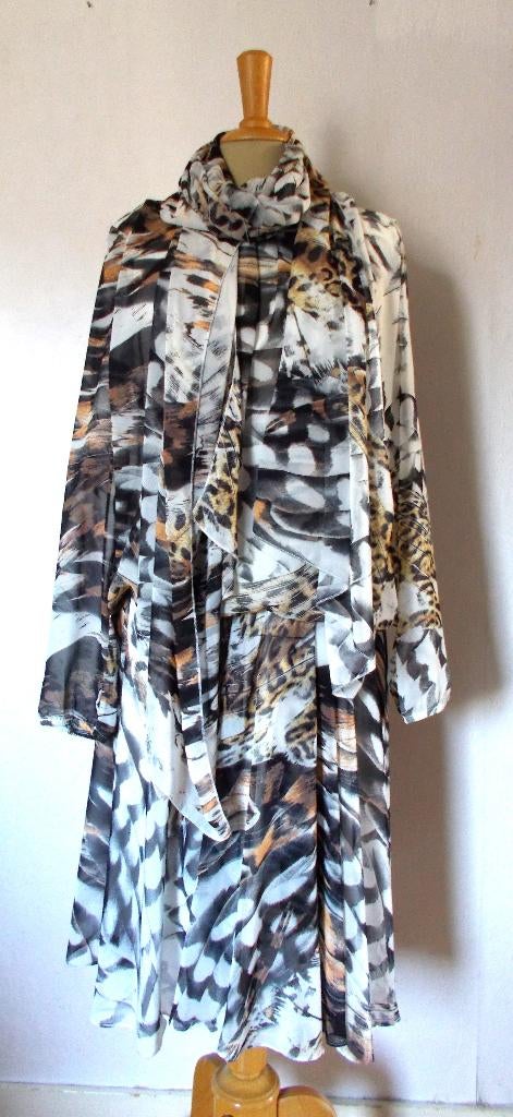 Mooie soepel vallende rok+top+sjaal set van Donna Dura! 40, Kleding | Dames, Rokken, Maat 38/40 (M), Bruin, Verzenden, Zo goed als nieuw
