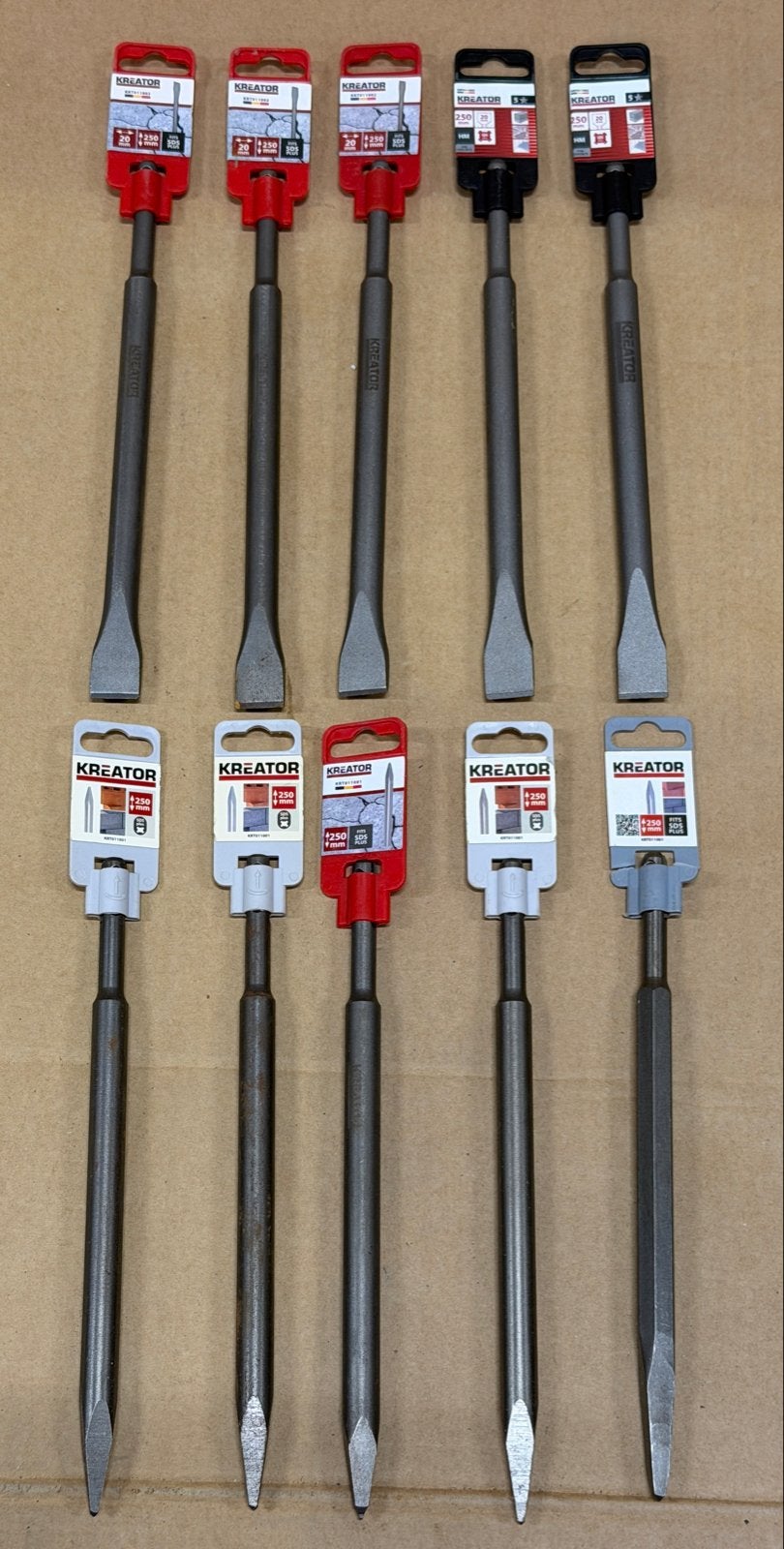 10x Kreator SDS-plus Sloop- en Breekbeitels - Platte & Punt, Ophalen of Verzenden, Nieuw, Beitel, Overige merken