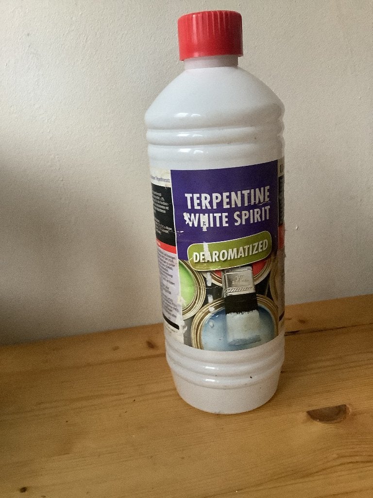 Terpentine, white spirit, 1 liter, Doe-het-zelf en Verbouw, Verf, Beits en Lak, Ophalen, Zo goed als nieuw, Wit