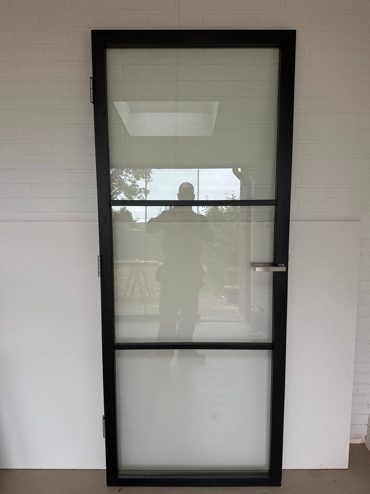 Staal-look binnendeur 817x1995 mm zwart met deurbeslag, Gebruikt, 80 tot 100 cm, Binnendeur, Ophalen of Verzenden
