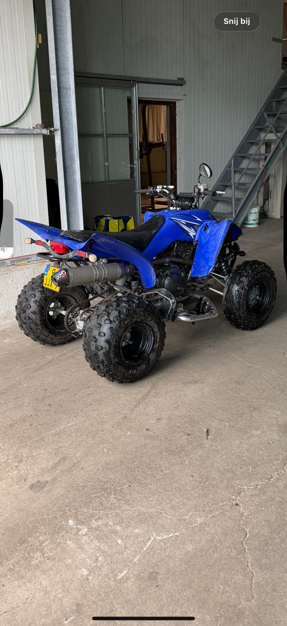 Blauwe yamaha raptor 350 quad met doma uitlaat, Motoren, Ophalen