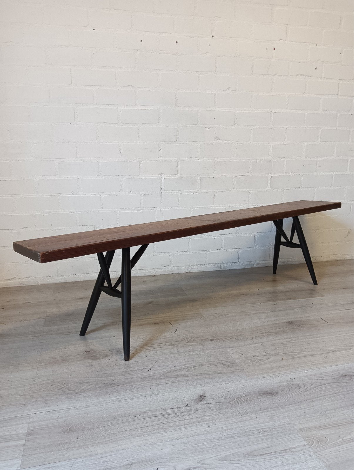Vintage bank van Ilmari Tapiovaara voor Laukaan Puu, Ophalen, Gebruikt, Minder dan 75 cm, 150 tot 200 cm