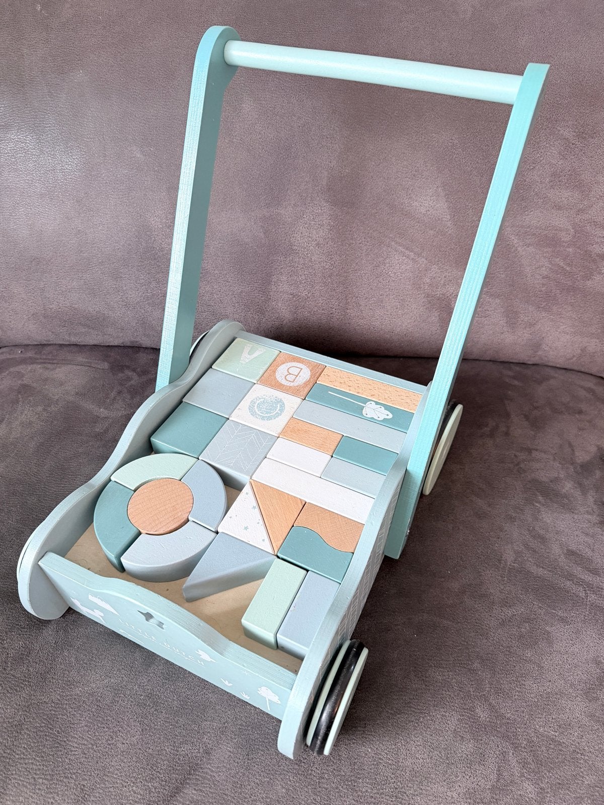 Little Dutch - Houten loopwagen met blokken, Ophalen, Zo goed als nieuw, Auto, Met wieltjes