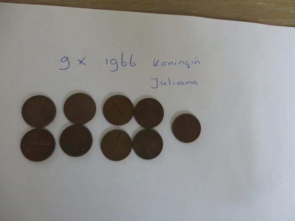 1 Cent 1966 Koningin Juliana 9 stuks, Postzegels en Munten, Munten | Nederland, Ophalen of Verzenden, Koningin Juliana, 1 cent