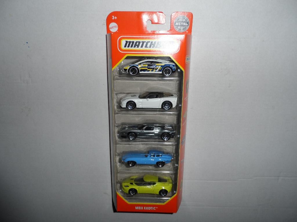 Matchbox 5 Pack - MBX Exotic (2021) 1:64 D6, Ophalen of Verzenden, Nieuw, Auto
