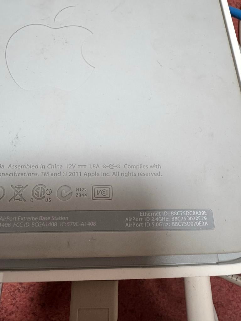 Apple Airport Extreme Base Station A1408, Ophalen of Verzenden, Gebruikt, Router