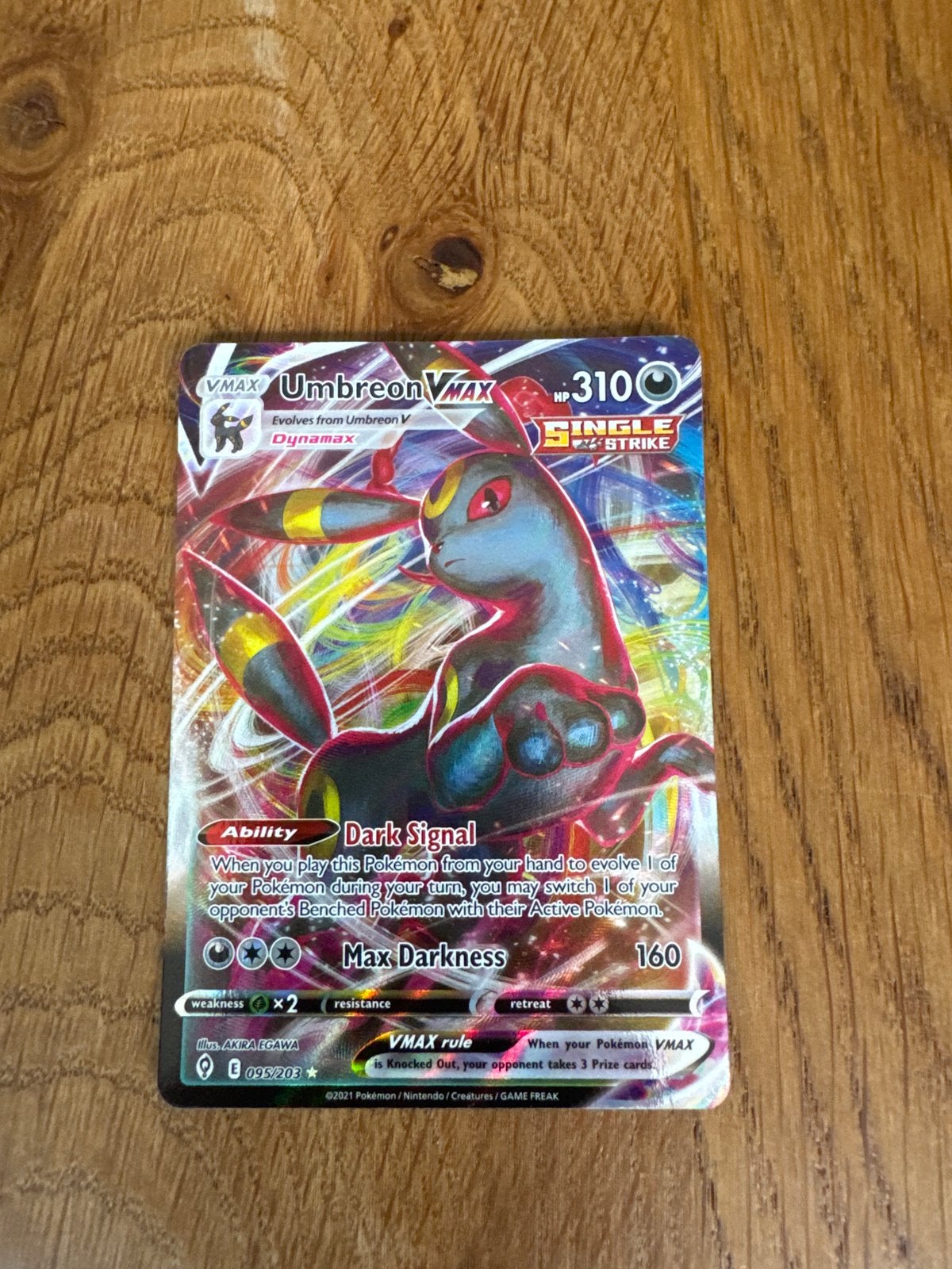 Pokémon Kaart Umbreon VMAX 095/203, Ophalen of Verzenden, Zo goed als nieuw, Losse kaart, Foil