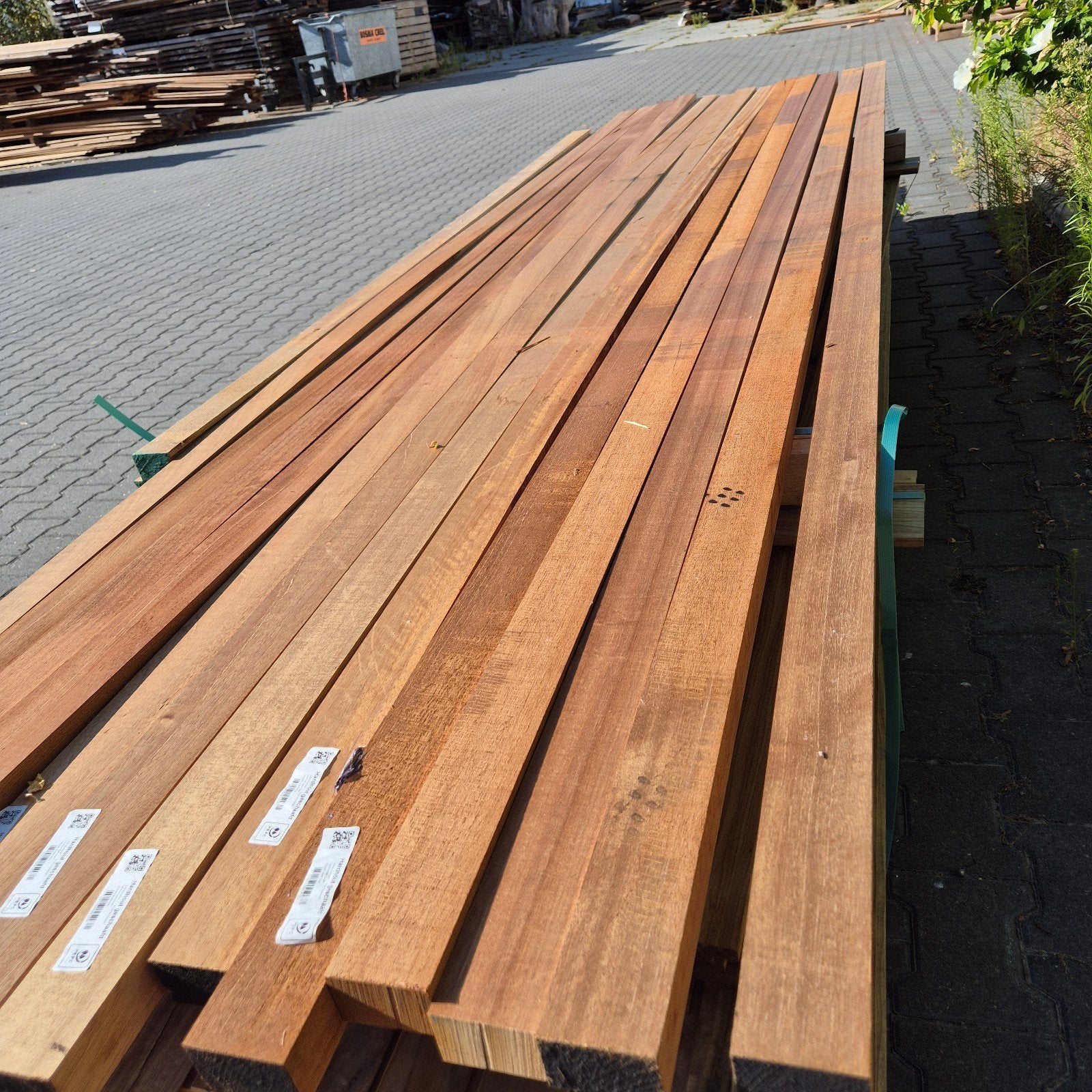 Partij hardhouten balken 45x68x3650mm B-keus, Ophalen of Verzenden, Balk, Vuren, 50 mm of meer