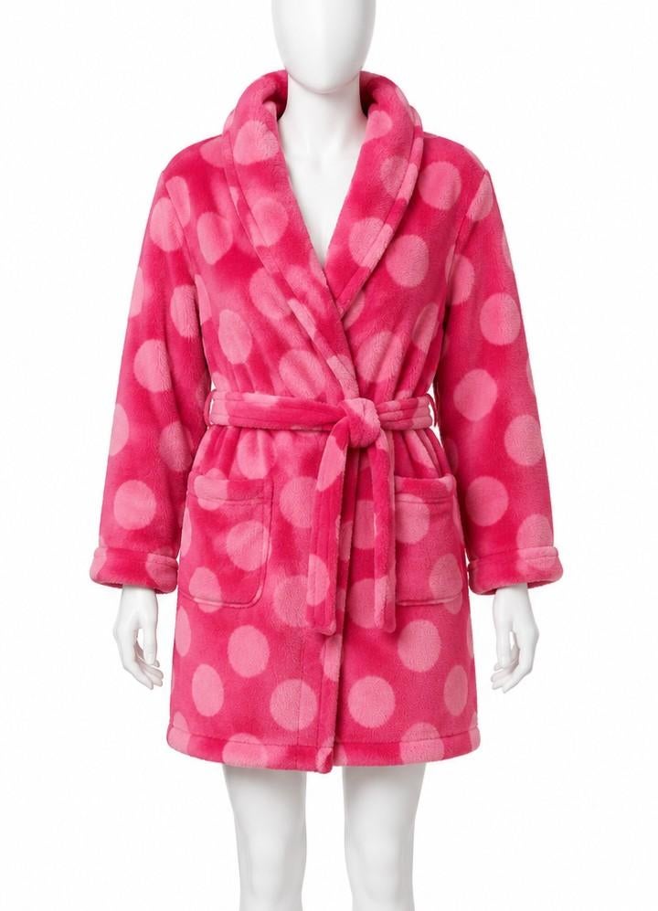 Roze badjas met stippen, maat 104/110, Nacht- of Onderkleding, Gebruikt, Ophalen of Verzenden, 9th Avenue